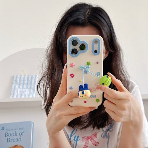 可爱吊坠拓麻歌子适用iphone15promax手机壳16苹果14防摔17promax保护套13女卡通