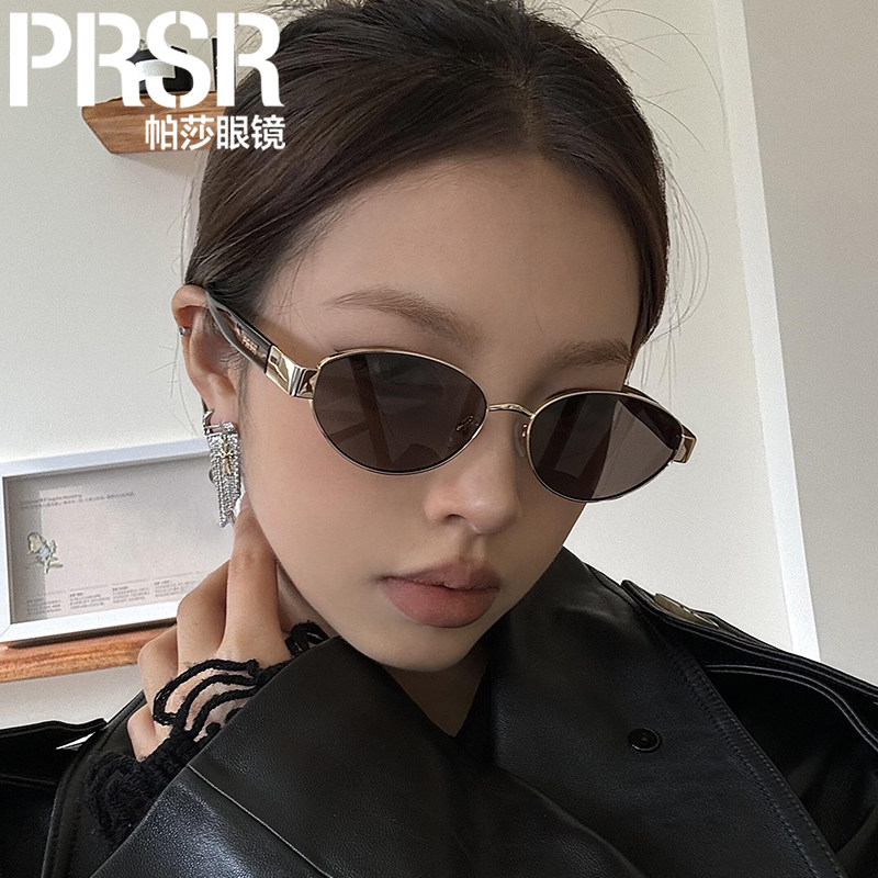 帕莎2025新款复古金属猫眼方圆脸老钱风墨镜偏光防晒男女太阳眼镜