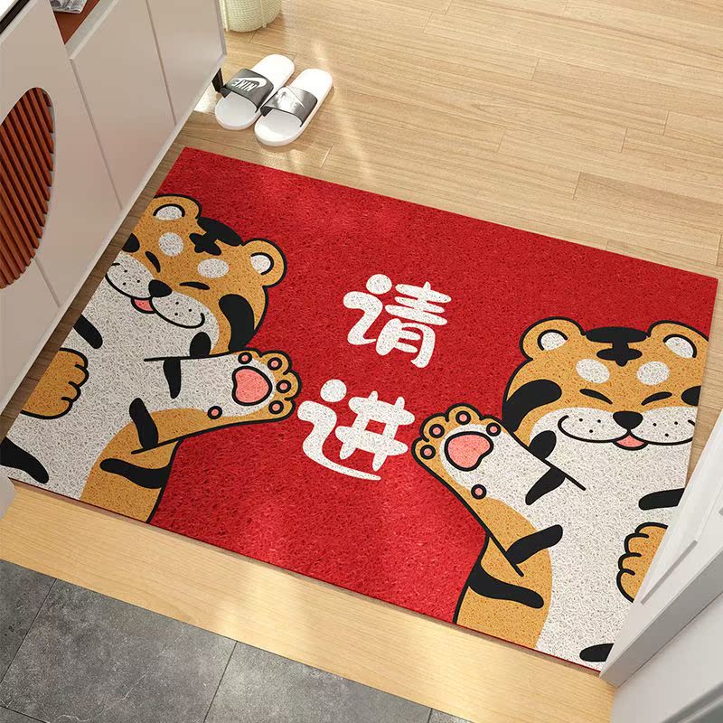 虎年地垫卡通进门垫家用入户门脚垫大门口垫子门垫喜庆地毯