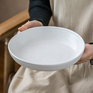 深盘家用7.6英寸盘子高颜值陶瓷盘加热菜盘日式餐具饺子专用盘