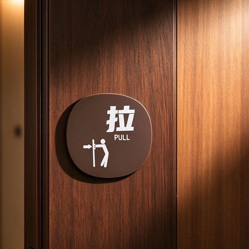 推拉门贴高档亚克力酒店宾馆玻璃门标识牌创意定做大门左右移门个性推门拉门指示牌定制商铺办公室粘贴式简约