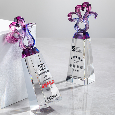 水晶玻璃五角星奖杯定制