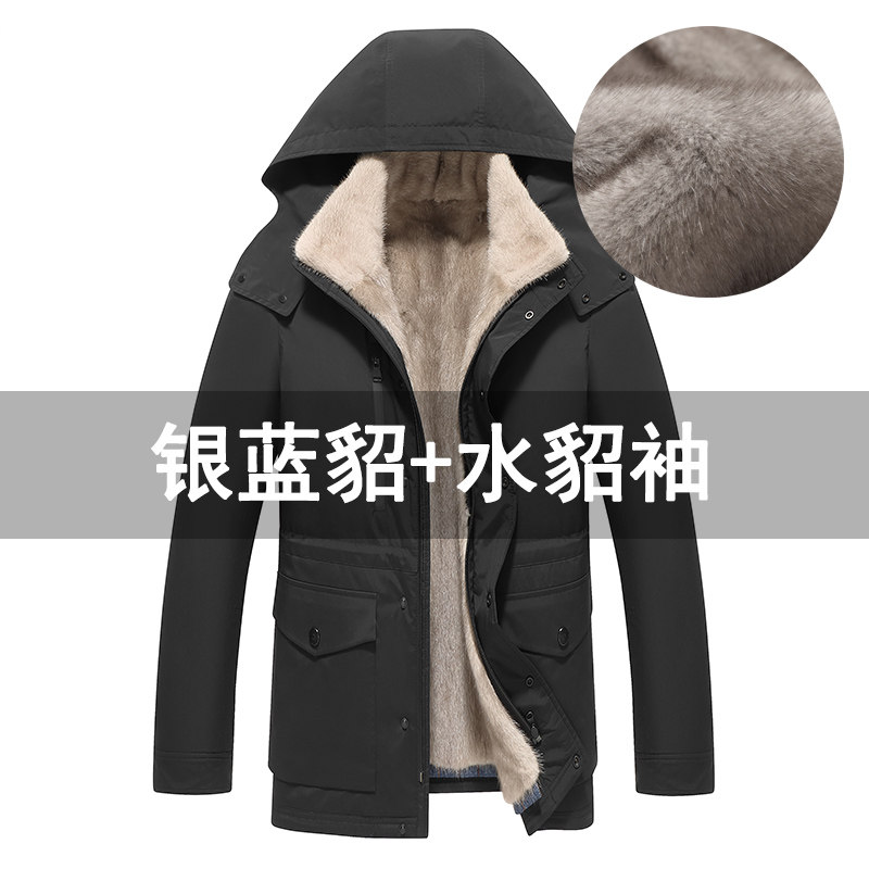 冬季可脱卸整貂水貂派克服男皮草大衣皮貂尼克服风衣男69-987591