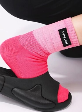 PUFFSHOP反穿彩色中筒袜毛圈个性秋冬纯棉欧货女袜子潮流