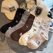 原创25FW羊毛像素款 Puffshop k卡通可爱秋冬百搭中筒袜棉袜子