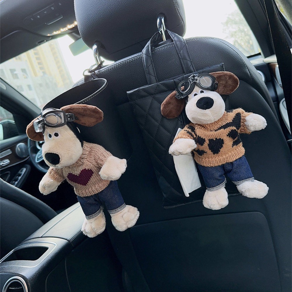 车载垃圾桶收纳汽车内储物桶前后排车用垃圾袋挂式抽纸套纸巾潮流