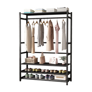 晾衣架落地卧室挂衣架简易家用收纳架玄关入户门挂包架衣鞋架一体