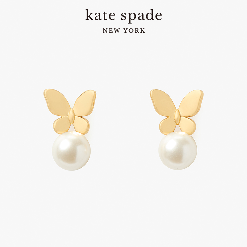 katespade仿珍珠蝴蝶耳坠女