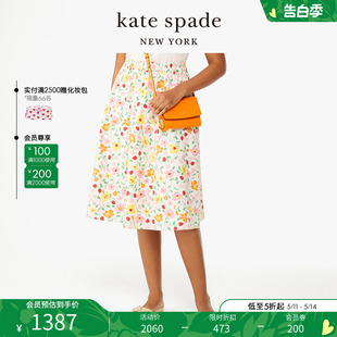 spade kate 长短裙半身裙甜美出游女 2024新款 草莓碎花中款