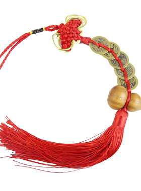 桃木葫芦五帝铜钱挂件