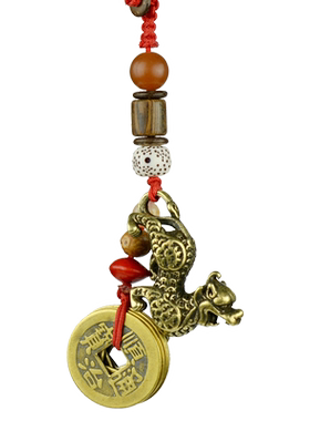 铜貔貅钥匙扣汽车挂件男女平安个性小挂饰品绳貔貅五帝钱挂件