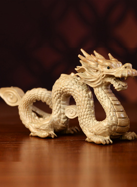 桃木龙摆件生肖龙木雕龙生肖吉祥物桃木工艺品木质龙属龙木头青龙