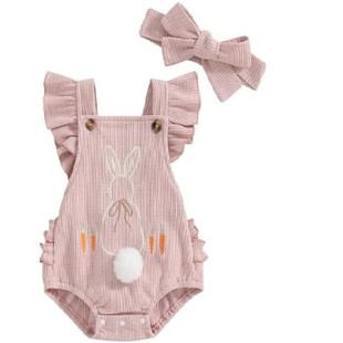 Outfit Embroi Girl Easter Baby Bunny Karuedoo Carrot Newborn