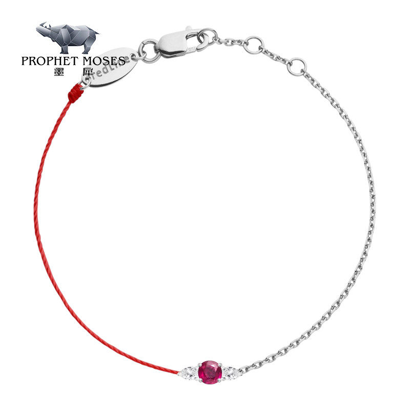 Redline/红绳女士饰品 So Abby 0.10红宝石半链式半绳式手链