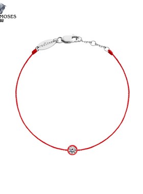 redline/红绳女士2023新款Pur 0.10克拉钻石红色镶边金链细绳手链