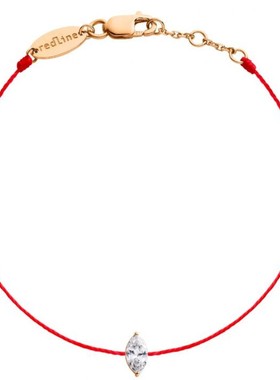 Redline/红绳女士18K玫瑰金镶嵌一颗0.2克拉榄尖形钻石简约手链