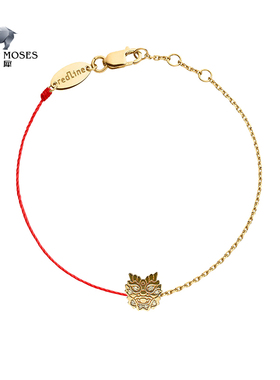 redline红绳2024龙年女士手链K金镶钻石Mini Ryu龙头半绳半链手绳