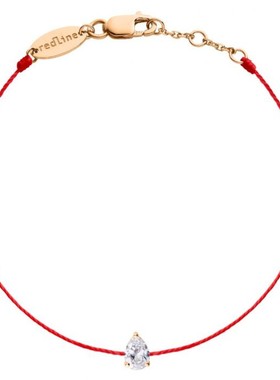 Redline/红绳女士18K玫瑰金镶嵌一颗0.2克拉水滴形钻石简约手链
