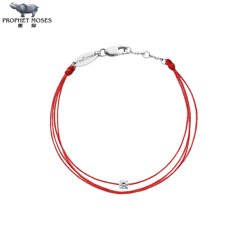 redline/红绳女士2023新款Solitaire 0.08克拉圆形钻石金多绳手链