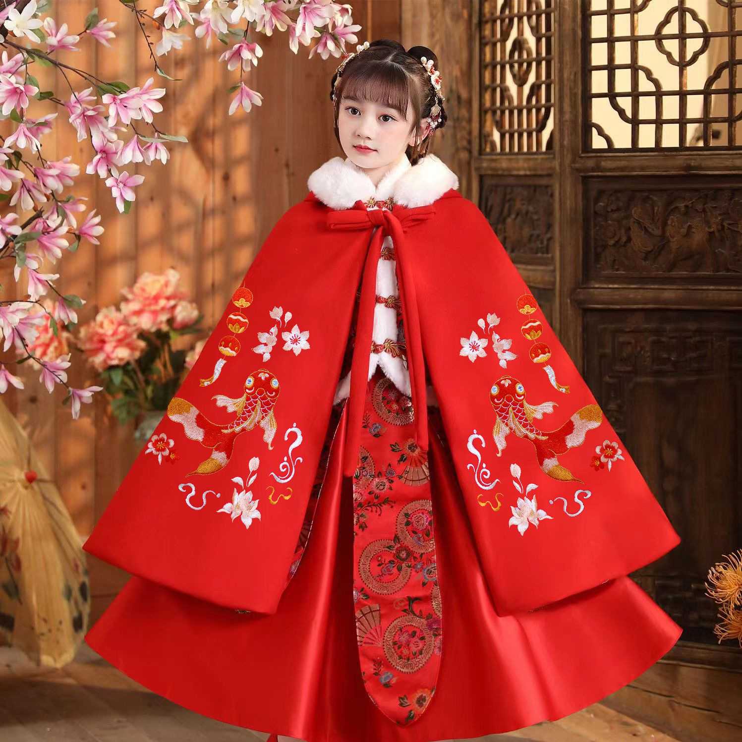 汉服女童加绒加厚斗篷披风｜2024