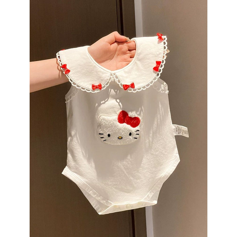 宝藏单品女宝蝴蝶结猫咪哈衣