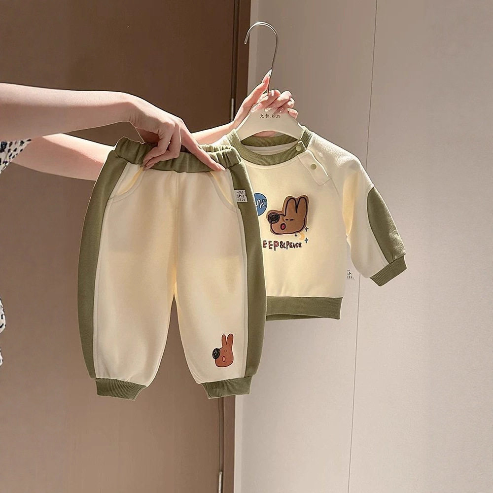 婴儿春秋卡通小狗分体爬服套装
