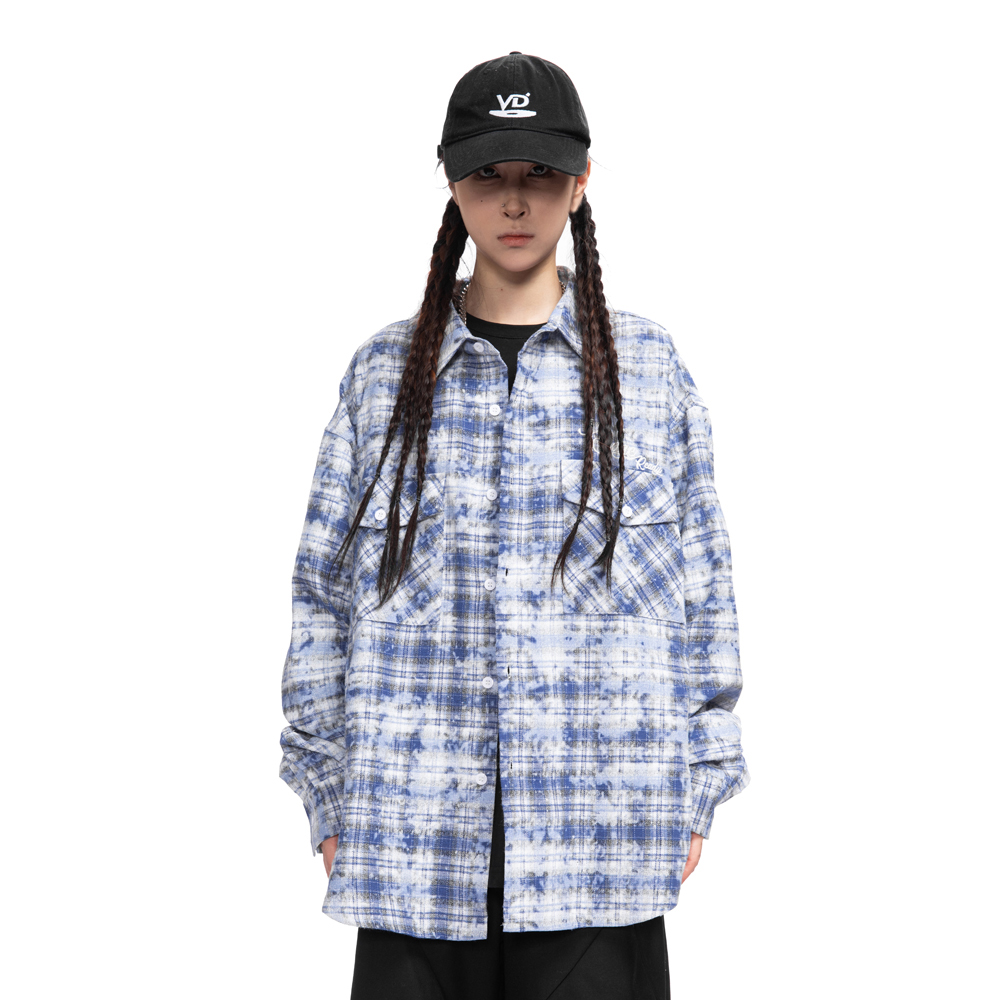 宽松美式街头排扣长袖复古宽松