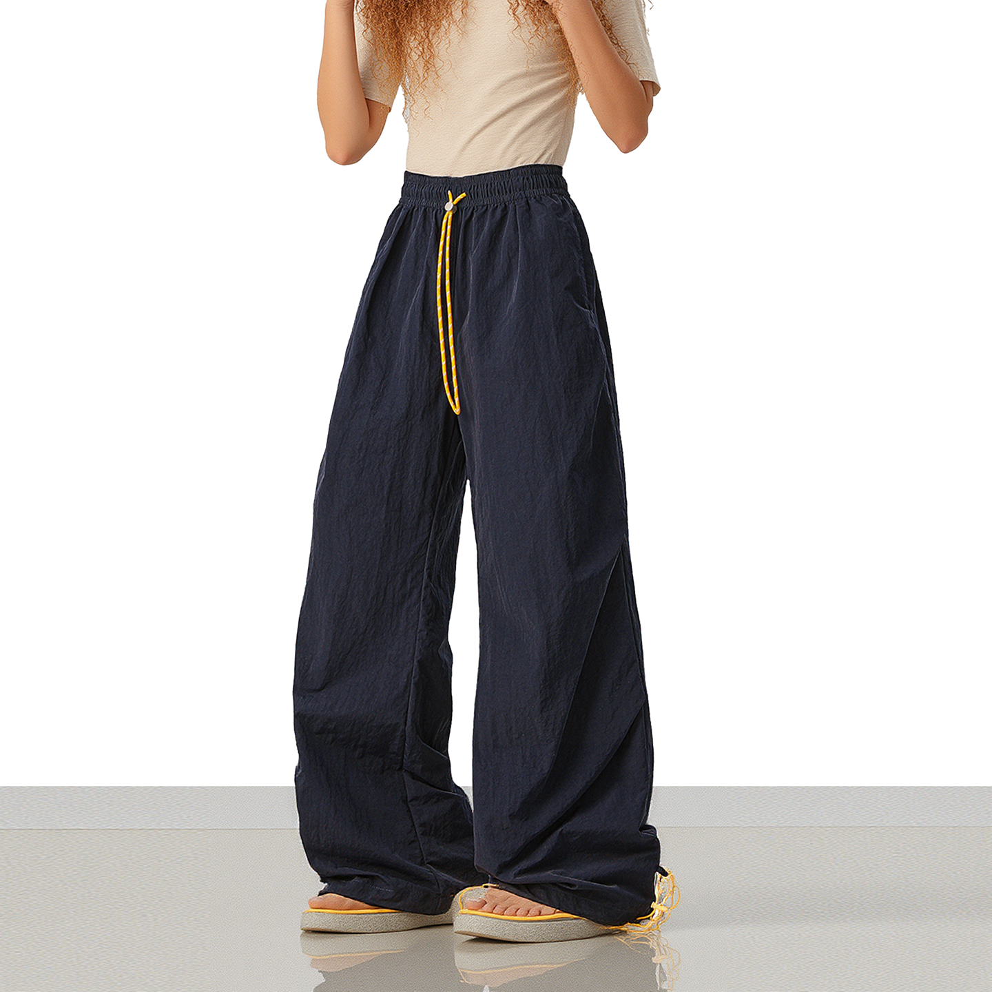 美式复古抽绳褶皱宽松休闲伞兵裤