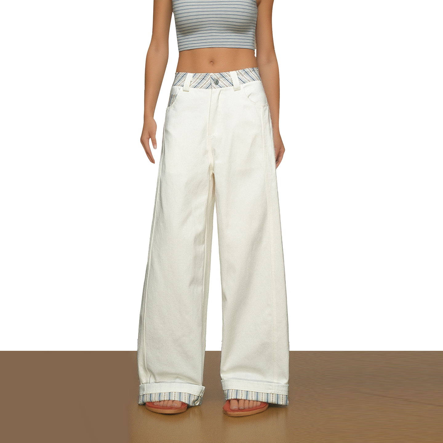 美式复古撞色松弛感裤子2025新款