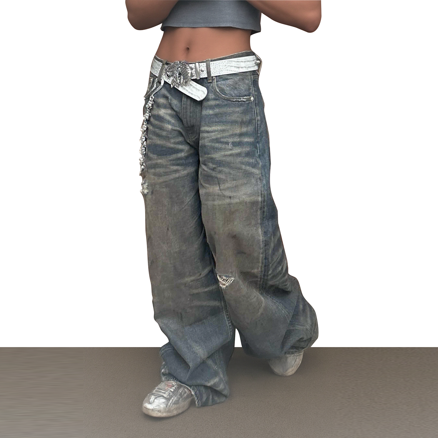 美式复古水洗做旧猫须牛仔裤2025