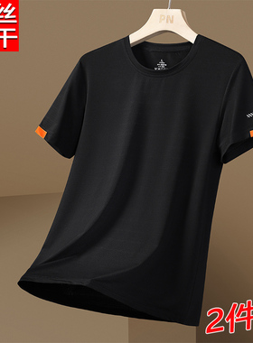 2件装【冰丝透气】夏季薄款短袖t恤男士2023新款韩版宽松大码半袖
