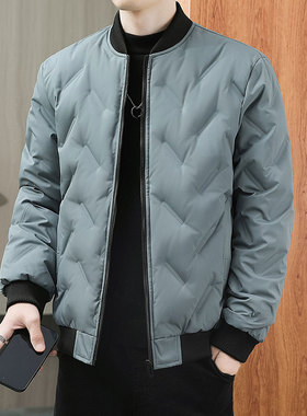 棉衣男外套2023秋冬新款羽绒棉棒球领加厚棉袄爸爸装保暖棉服冬装