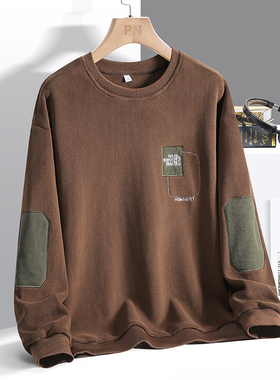 【国货优选】秋冬季圆领奥利绒卫衣男青年时尚新款基础百搭打底衫