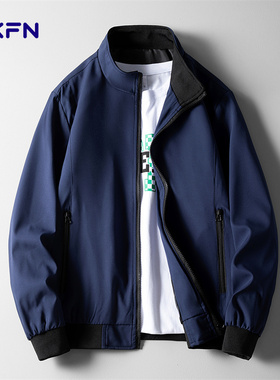 FKFN立领夹克男士外套2023春秋款宽松上衣中年父亲爸爸上装夹克衫