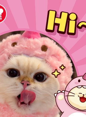 地狱厨房Hell's Kitchen可爱小猫咪帽子粉色恐龙逗猫宠物玩具用品