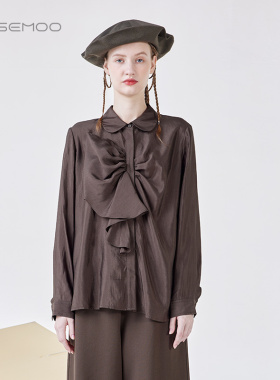容子木ROSEMOO24年春新款垂顺光泽感蝴蝶结衬衫RCL1CS318C