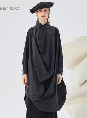 容子木ROSEMOO25秋商场同款微弹棉感弧形门襟连衣裙RSS3LC123A