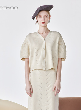 容子木ROSEMOO24年春新款轻量感高弹短袖开衫RCL1NP442D