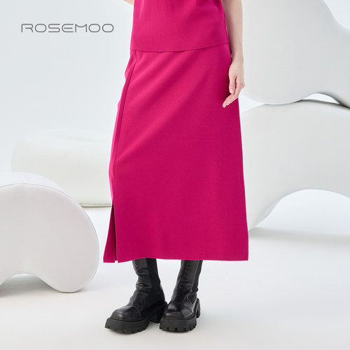 容子木ROSEMOO26秋【商场同款】亲肤前开衩毛织半裙RWM3QS338C