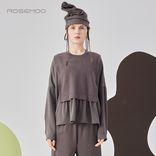 容子木ROSEMOO24年秋季 垂顺面料拼接款 套头衫 RCL3TP309C 新款