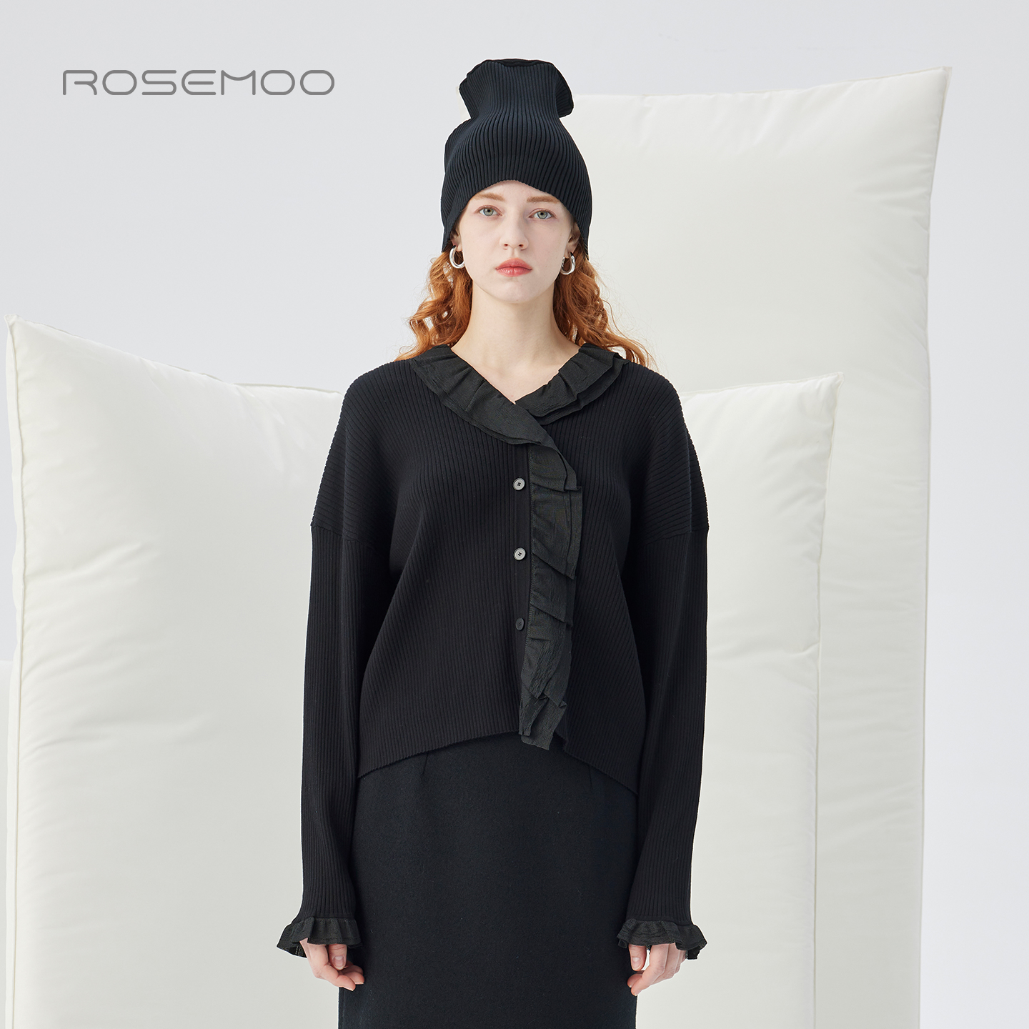 容子木ROSEMOO25冬商场同款清透纱线拼接款花边开衫RSS4NP153A