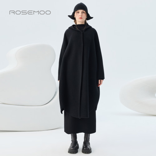 容子木ROSEMOO2026冬商场同款双面呢连帽绵羊毛大衣RWM4DW113A