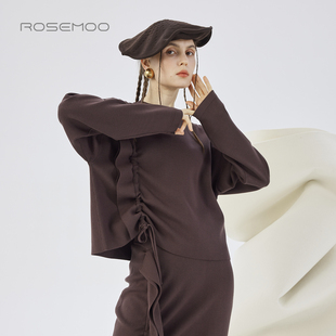 容子木ROSEMOO25秋 干爽亲肤抽绳设计上衣RSS3TP338C 商场同款