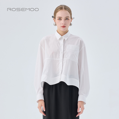 容子木ROSEMOO26春【商场同款】棉感胸前口袋小A摆衬衫RWM1CC405D
