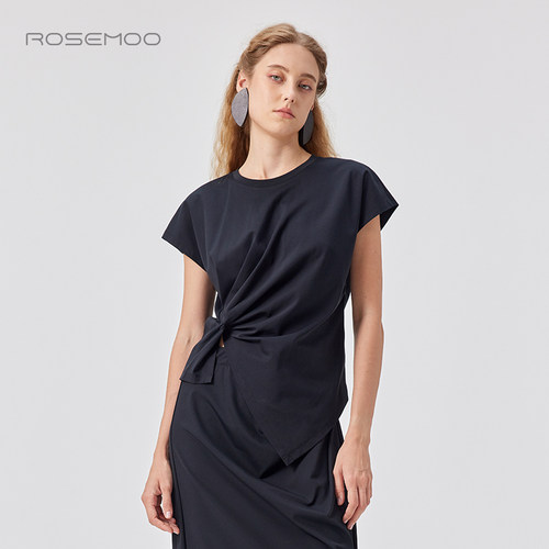 容子木ROSEMOO25夏商场同款干爽微弹针织扭结套头上衣RSS2TC251B
