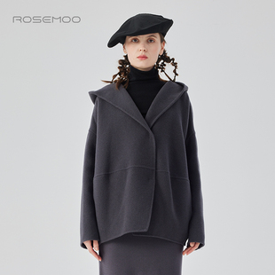容子木ROSEMOO24年冬季 连帽双面呢外套RCL4DW120A 新款