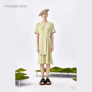 容子木ROSEMOO 柔软剪边针织圆领连衣裙RMT1LP328C 商场同款