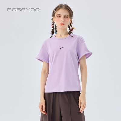 ROSEMOO/容子木26春【商场同款】袖口卷边简约圆领T恤RWM1TC444D