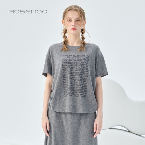 ROSEMOO/容子木26夏【商场同款】亲肤柔软抽绳宽松T恤RWM2TC288B