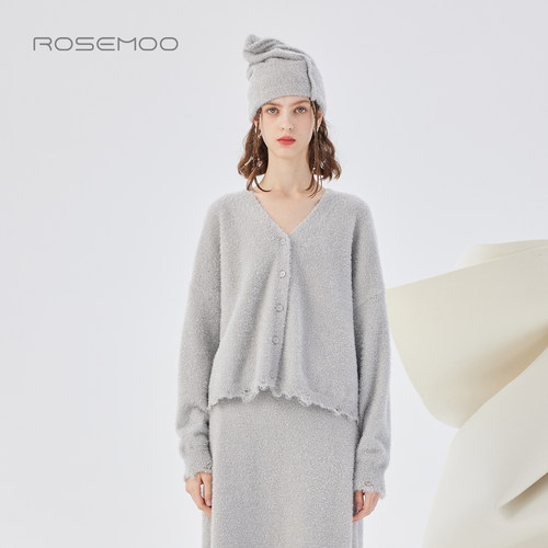 容子木ROSEMOO25年秋季新款软糯亮丝毛织开衫RSS3NP341C